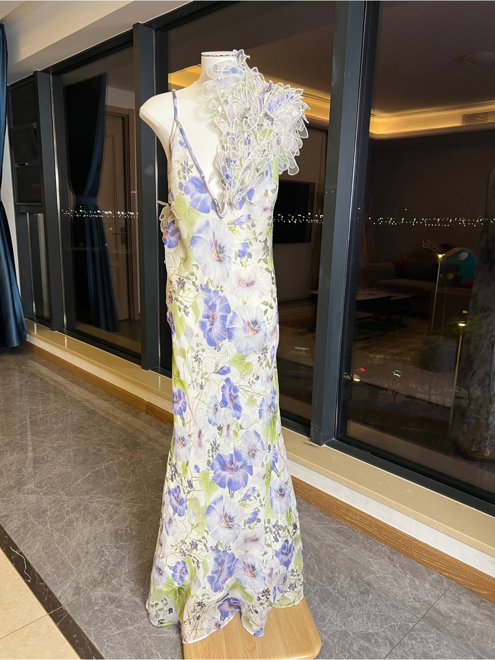 Zimmermann Natura Iris Print Applique Backless Slip Gown - Sample - Used